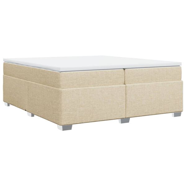 vidaXL Cama com molas/colch&atilde;o 200x200 cm tecido cor creme
