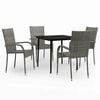 vidaXL 5 pcs conjunto de jantar para jardim cinzento e preto