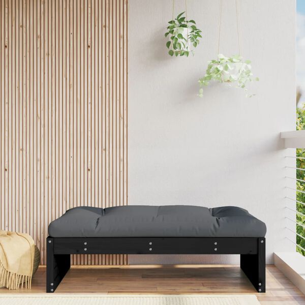 vidaXL Apoio de pés para jardim 120x80 cm pinho maciço preto