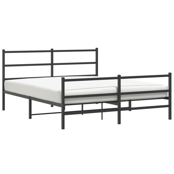 vidaXL Estrutura de cama com cabeceira e p&eacute;s 160x200 cm metal preto