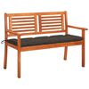 vidaXL Banco de jardim 2 lugares c/ almofad&atilde;o 120 cm eucalipto maci&ccedil;o