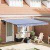 vidaXL Toldo Retr&aacute;til Azul e Branco 400 &times; 300 cm Alum&iacute;nio e Tecido