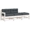 vidaXL 3pcs conjunto lounge jardim c/ almofad&otilde;es madeira maci&ccedil;a branco