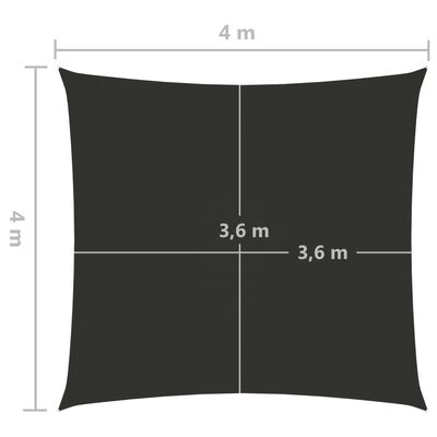 vidaXL Para-sol vela tecido oxford quadrado 4x4 m antracite