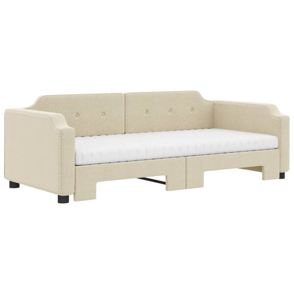vidaXL Sof&aacute;-cama c/ gavet&atilde;o e colch&otilde;es 80x200 cm tecido cor creme