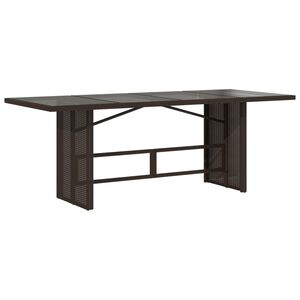 vidaXL Mesa de jardim com tampo de vidro 190x80x74 cm vime PE castanho