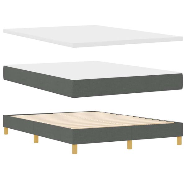 vidaXL Cama Box com colch&atilde;o Cinza Escuro 190 x 140 cm Poli&eacute;ster
