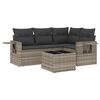 vidaXL 5 pcs conj. sof&aacute;s jardim c/ almofad&otilde;es vime PE cinzento-claro