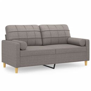 vidaXL Sof&aacute; 2 lug. +almofadas decora&ccedil;&atilde;o 140cm tecido cinza-acastanhado