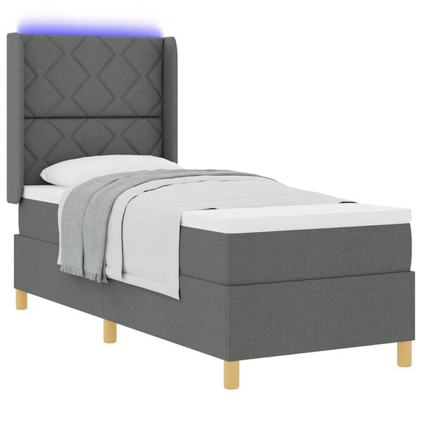 vidaXL Cama Box com colch&atilde;o com led Cinzeto 80 x 200 cm tecido