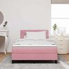 vidaXL Cama Box Spring LED com colch&atilde;o Rosa 120 x 190 cm Veludo