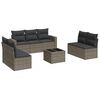 vidaXL 8 pcs conjunto sof&aacute;s de jardim c/ almofad&otilde;es vime PE cinzento