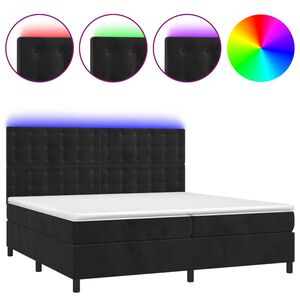 vidaXL Cama box spring c/ colch&atilde;o/LED 200x200 cm veludo preto