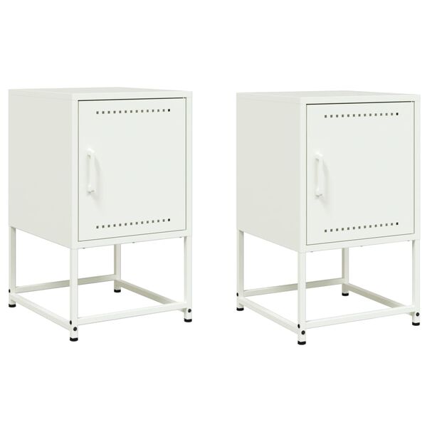 vidaXL Mesas de cabeceira 2 pcs 36x39x60,5 cm a&ccedil;o branco