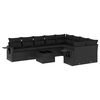 vidaXL 10 pcs conjunto sof&aacute;s de jardim c/ almofad&otilde;es vime PE preto