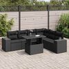 vidaXL 7 pcs conjunto de sof&aacute;s p/ jardim c/ almofad&otilde;es vime PE preto