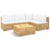vidaXL 5 pcs conjunto lounge jardim c/ almofad&otilde;es madeira teca maci&ccedil;a