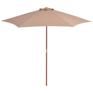 vidaXL Guarda-sol exterior c/ poste madeira 270 cm cinza-acastanhado