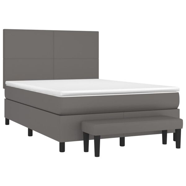 vidaXL Cama com molas/colch&atilde;o 140x190 cm couro artificial cinzento