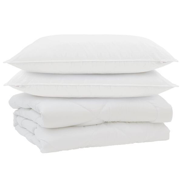 vidaXL Edred&atilde;o com travesseiro 3 pcs Branco Microfibra