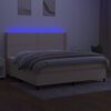 vidaXL Cama box spring c/ colch&atilde;o e LED 200x200 cm tecido cor creme