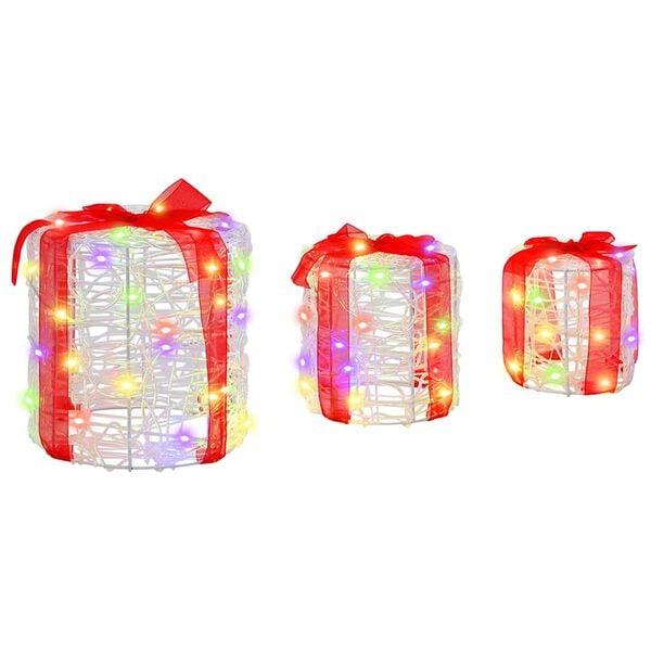 vidaXL Decoração Caixa de Presente 3 pcs colorido 20 x 20 x 21 cm