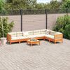 vidaXL 8pcs conj. sof&aacute;s jardim c/ almofad&otilde;es pinho maci&ccedil;o castanho mel