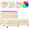 vidaXL Cama box spring c/ colch&atilde;o e LED 200x200 cm tecido cor creme