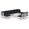 vidaXL 10 pcs conj. lounge de jardim c/ almofad&otilde;es pinho maci&ccedil;o branco
