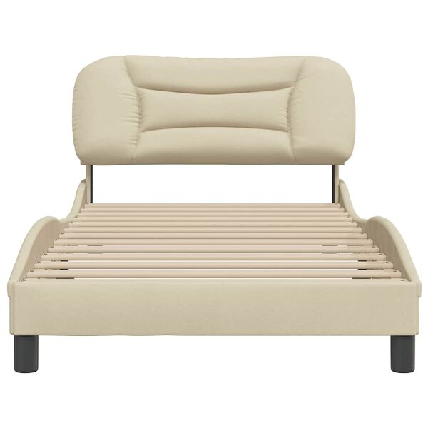 vidaXL Estrutura de cama sem colch&atilde;o Hvar 100x200 cm tecido cor creme