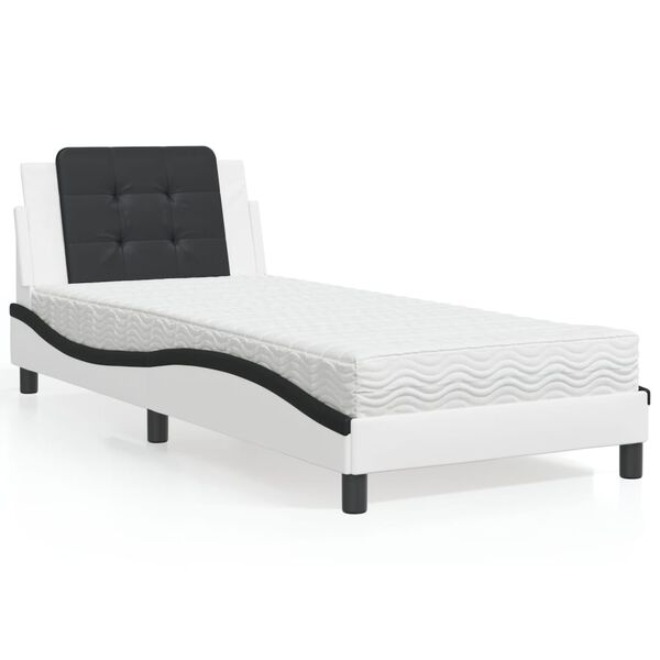 vidaXL Estrutura de cama sem colch&atilde;o Zadar 80x200 cm couro artificial branco e preto