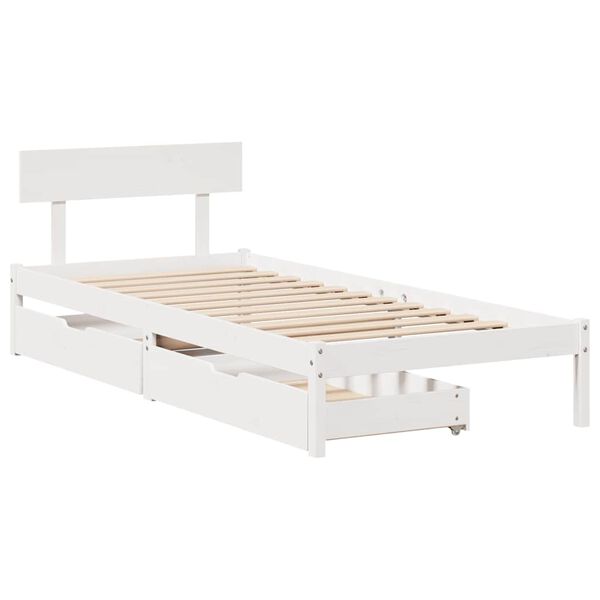 vidaXL Cama sem colchão 100x200 cm madeira de pinho maciça branco