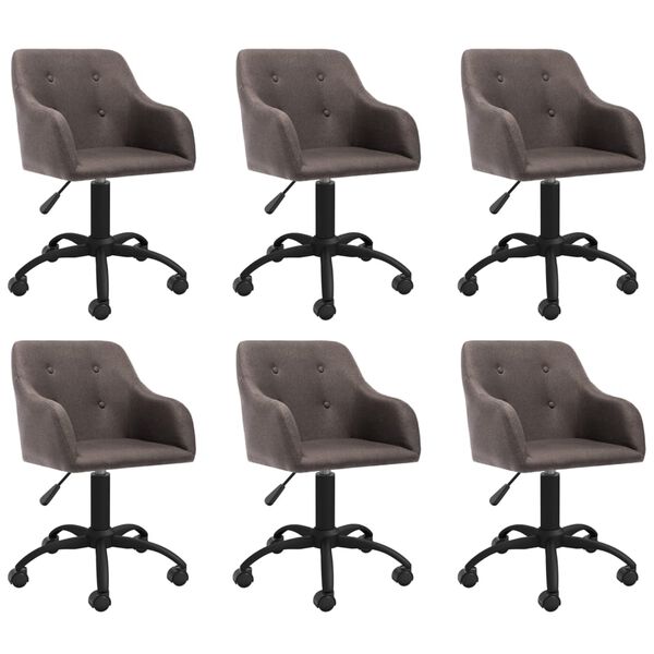 vidaXL Cadeiras de jantar girat&oacute;rias 6 pcs tecido cinzento-acastanhado