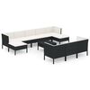 vidaXL 11 pcs conjunto lounge de jardim c/ almofad&otilde;es vime PE preto
