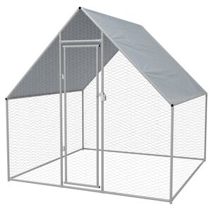vidaXL Galinheiro de exterior em a&ccedil;o galvanizado 2x2x1,92 m