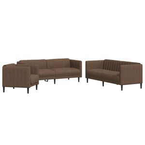 vidaXL 3 pcs conjunto de sof&aacute;s tecido castanho