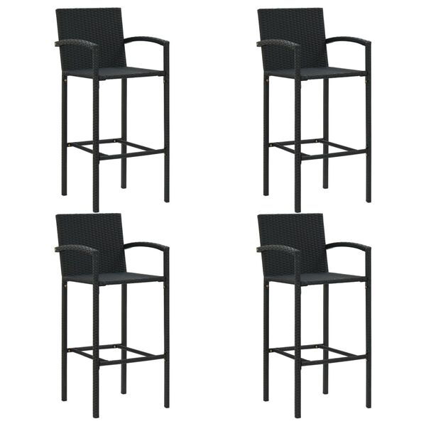 vidaXL 5 pcs conjunto de bar exterior c/ apoio de bra&ccedil;os vime PE preto