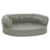 vidaXL Cama para c&atilde;es ergon&oacute;mica 60x42 cm aspeto linho cinzento