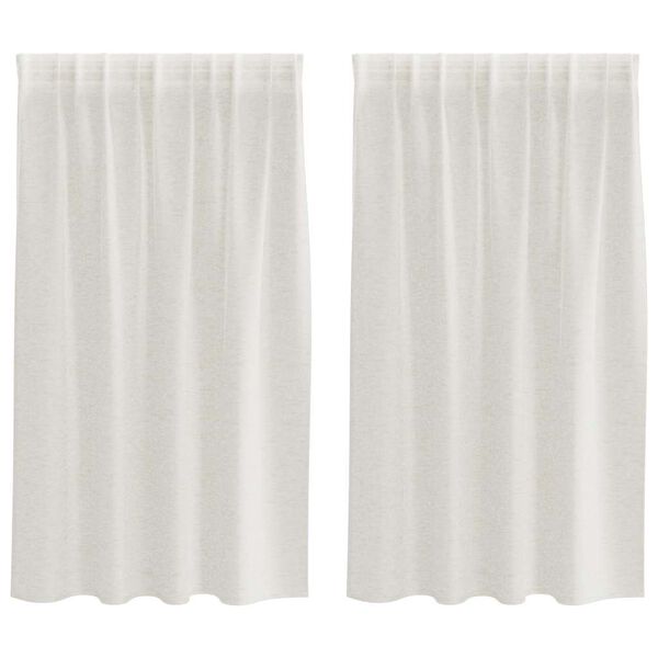vidaXL Cortina de Voile 2 pcs Creme 140 x 140 cm Poli&eacute;ster
