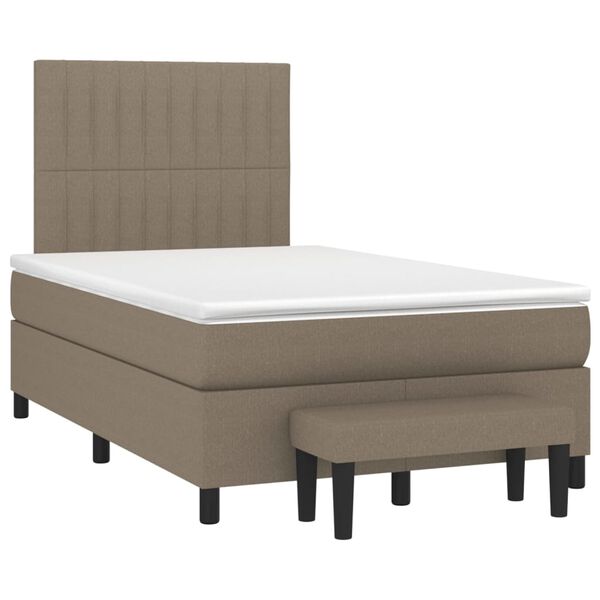 vidaXL Cama boxspring c/ colch&atilde;o 120x190cm tecido castanho-acinzentado