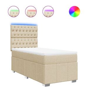 vidaXL Cama com molas/colch&atilde;o 80x200 cm tecido cor cr&egrave;me