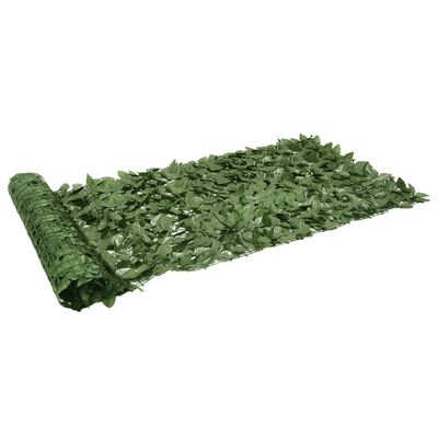 vidaXL Tela de varanda com folhas verde-escuras 200x100 cm