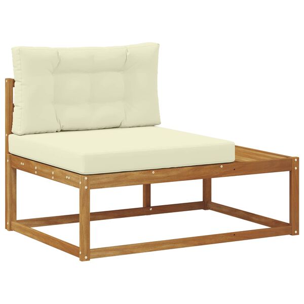 vidaXL Conjunto de Sof&aacute;s para Exterior 3 Pe&ccedil;a Natural e Creme