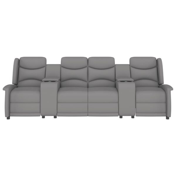 vidaXL Poltrona massagem 4 lug. reclin&aacute;vel c/ suporte copo cinza-claro