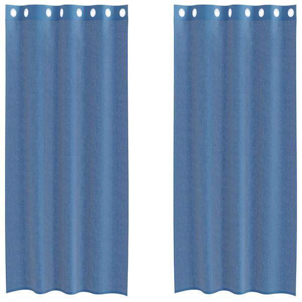 vidaXL Cortinas de voile com ilhós 2 pcs azul real