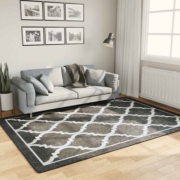 vidaXL Tapete lav&aacute;vel antiderrapante 160x230 cm preto e branco