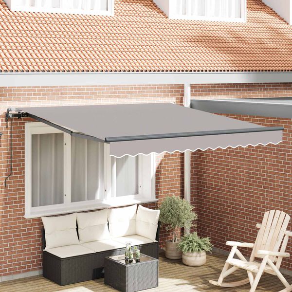 vidaXL Toldo Retr&aacute;til Cinzento-claro 350 x 250 cm Tecido e Alum&iacute;nio