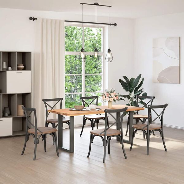 vidaXL P&eacute;s para mesa de jantar em formato de U, 2 pe&ccedil;as, antracite, 50x(72-73) cm, a&ccedil;o