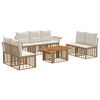 vidaXL Conjunto de Sof&aacute; de Jardim 8 unid. Natural e Branco Creme