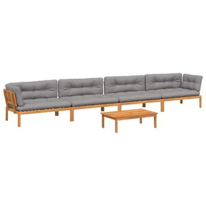 vidaXL 5 pcs m&oacute;veis de paletes p/ jardim com almofad&otilde;es ac&aacute;cia maci&ccedil;a